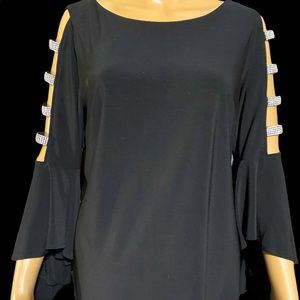MSK Ladder-Trim Bell Sleeve Blouse